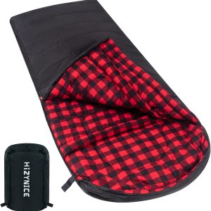 0 Degree Sleeping Bag 100% Cotton Flannel XXL for Adults Big and Tall Cold Weather Winter Zero Degree Camping,Free Compression Sack
