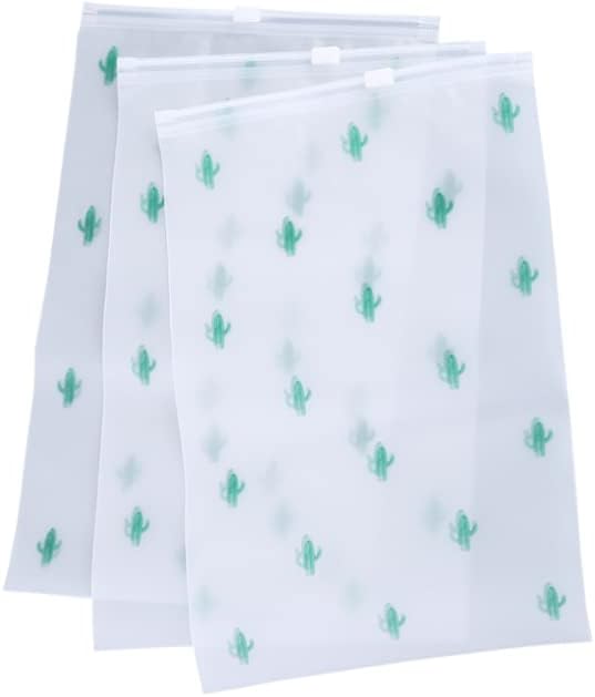 30 Pcs Reusable Travel Storage Bags Frosted Resealable Bags Zipper Poly Bags Plastic Ziplock Bags Luggage Organiser Pouch Space Saver Bags for Clothes Shoes Cactus