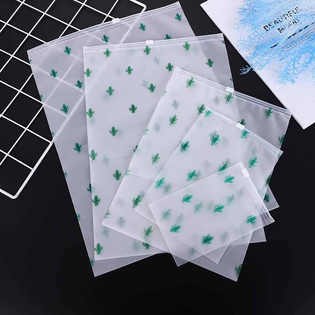 30 Pcs Reusable Travel Storage Bags Frosted Resealable Bags Zipper Poly Bags Plastic Ziplock Bags Luggage Organiser Pouch Space Saver Bags for Clothes Shoes Cactus - Image 3