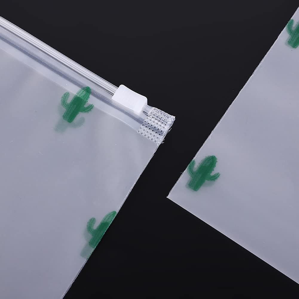 30 Pcs Reusable Travel Storage Bags Frosted Resealable Bags Zipper Poly Bags Plastic Ziplock Bags Luggage Organiser Pouch Space Saver Bags for Clothes Shoes Cactus - Image 6