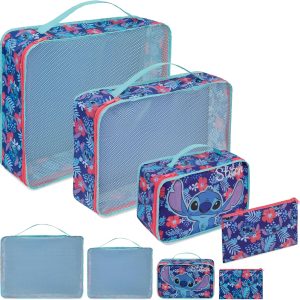 Disney Packing Organisers, Packing Cubes for Suitcases Luggage, Wash Bag (Navy Stitch)