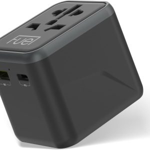 Fuel Universal International Travel Adapter w/ 20W Dual USB Charging Ports (USB-A & USB-C) - Worldwide Wall Charger w/ AC Plug Adapter - European Outlet Converter - Travel Essentials for EU UK USA AUS