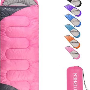 tuphen- Sleeping Bags for Adults Kids Boys Girls Backpacking Hiking Camping, Cold Warm Weather 4 Seasons Indoor Outdoor, Waterproof