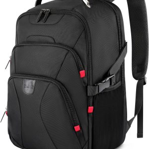 ZOMFELT Travel Backpack, 15.6 inch Laptop Backpack for Men Women, Water Resistant College School Computer Bag, Carry On Bag Airline Approved Business Work Bag, Laptop Bag for Work Trip Gift, Black
